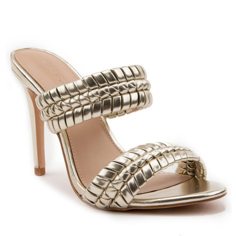 BCBG gold heel sandal